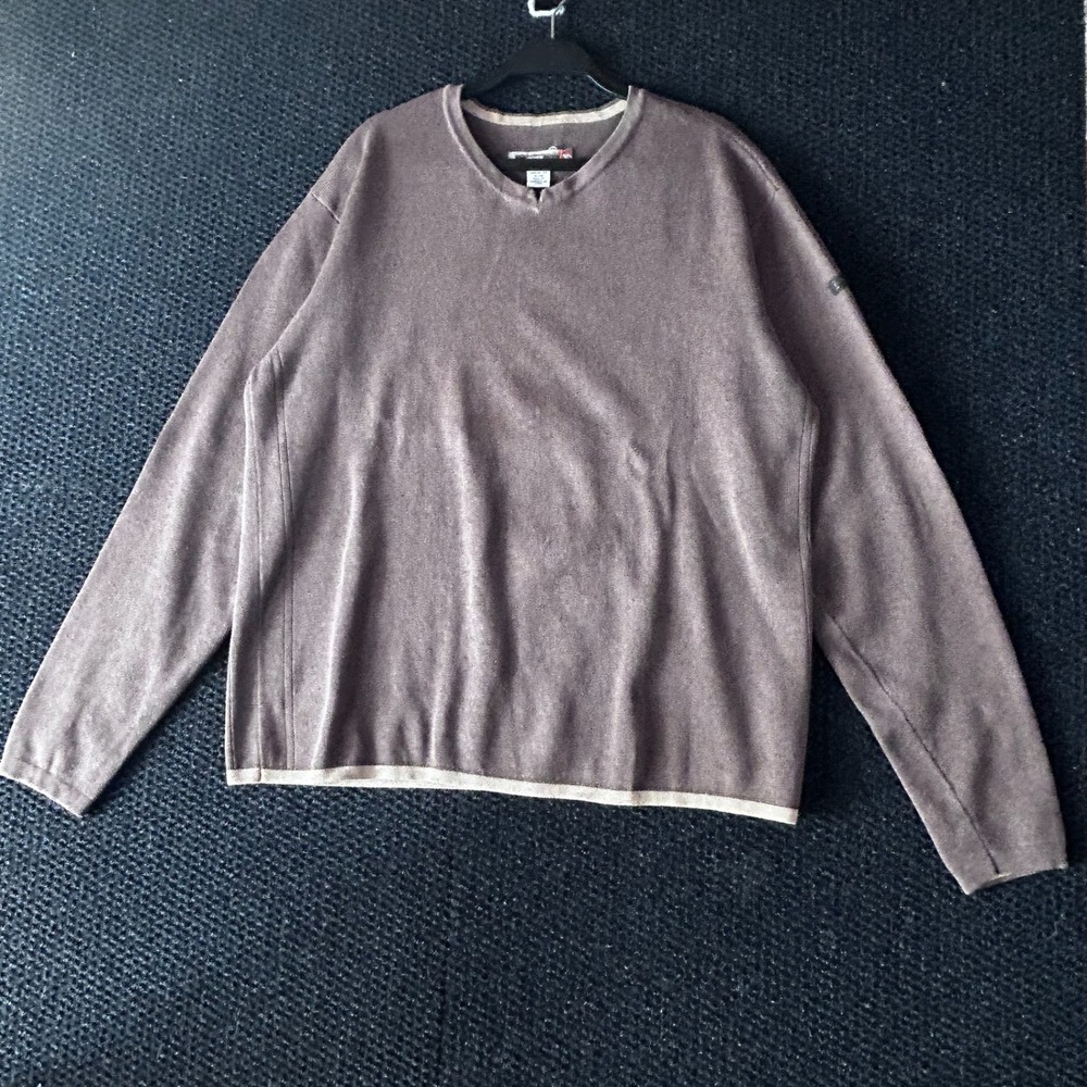 Quiksilver Edition Mens XL Brown 100% Cotton V-Neck Comfort Fit‎ Sweater Vintage